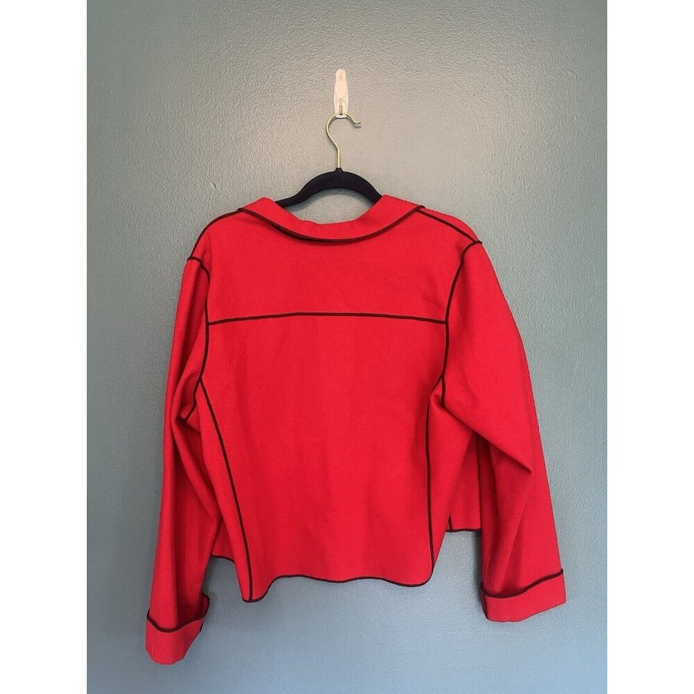 Vintage Beppa Wool Contrast Stitch Floral Jacket Sz. L. Red Read Description!‎ - Picture 3 of 4